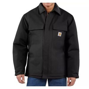 NWT CARHARTT Men’s XL Firm Duck Insulated Traditional Chore Coat Black Loose Fit